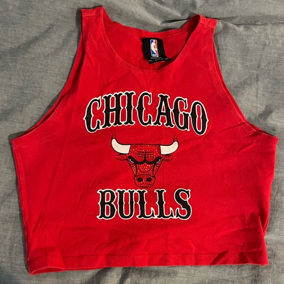 NBA Chicago Bulls Rhinestone Crop Top - Picture 1 of 6